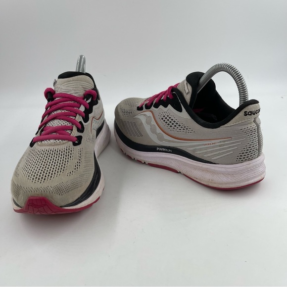 Saucony Women’s Ride 14 Fog Grey / Cherry Running Shoes - Size 6.5 - Picture 9 of 11